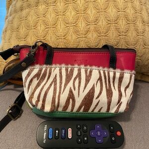 Soruka colorful pink and Brown Zebra Crossbody Bag
